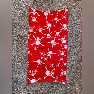 LIVING ONE LOVE Skull & Crossbones Red & White Neck Gaiter Scarf Bandana